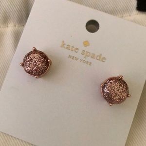 Kate Spade Rose Gold Glitter Studs